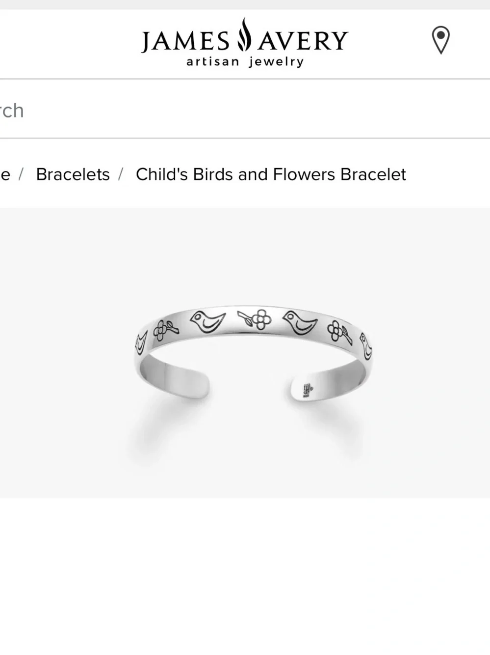 James Avery Silver Bird & Flower Kids Cuff Bracelet - Silver